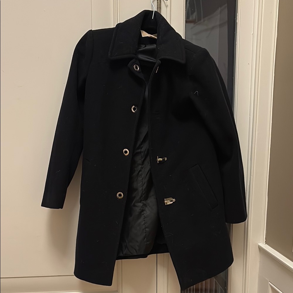 Michael Kors Chic Black Button-Up Coat